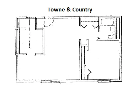 The layout of a 1 bedroom suite.